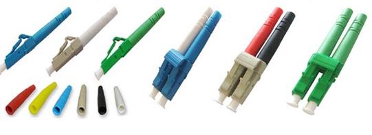LC Simplex and Duplex Connectors shown with a wide variety of colors, boots, and options.